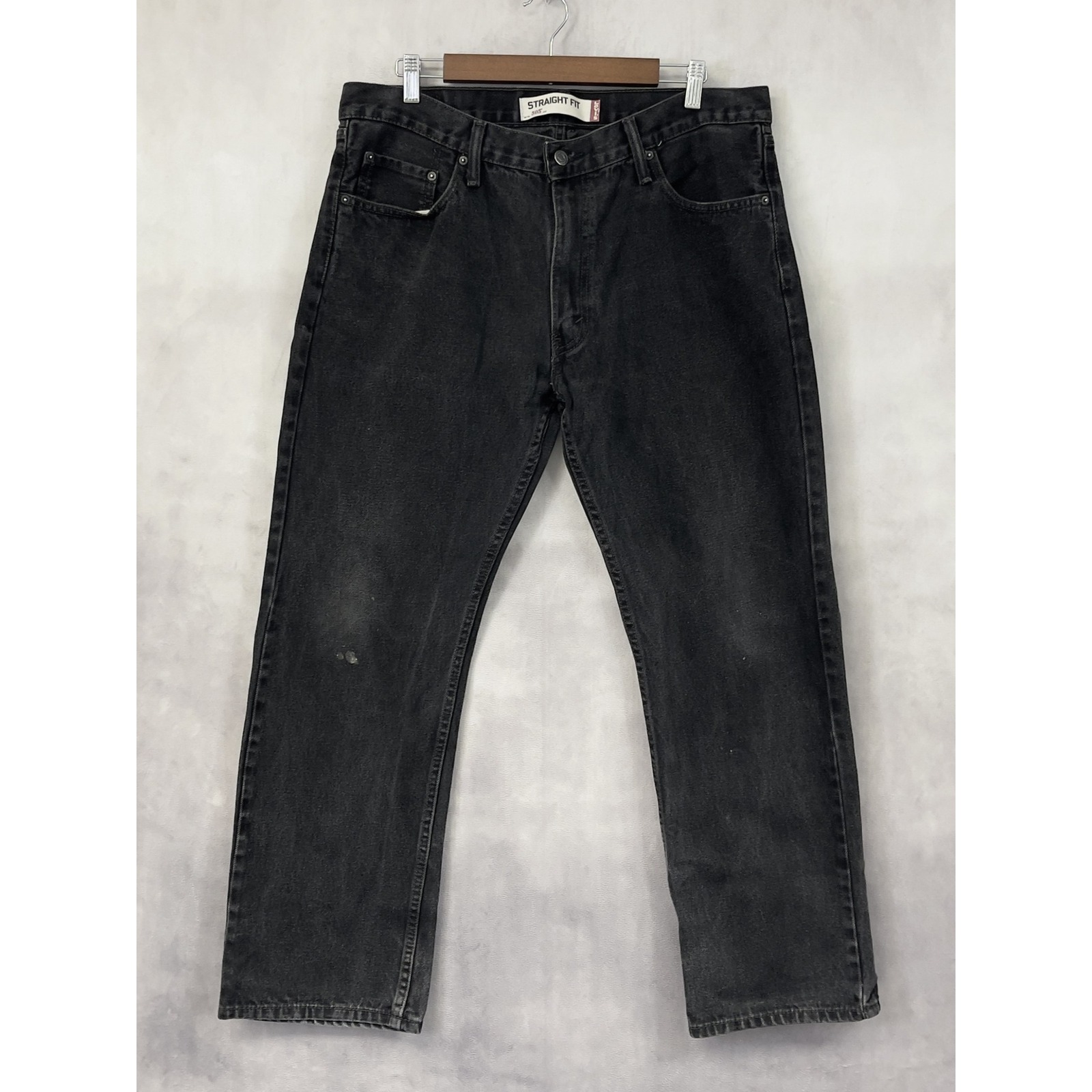 Levis 505 Straight Fit Jeans Mens 36x30 Black Denim Workwear Minimalist Grunge